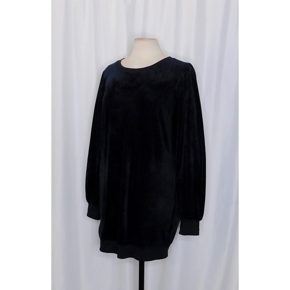NWT!! Anthropologie DAILY PRACTICE Black Velvet Puff-Sleeve Dress Mini Medium - Picture 7 of 16